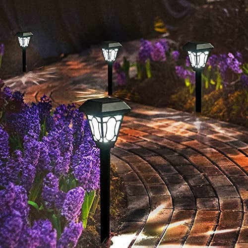LAMTREE 8 Pack Solar Garden Lights Outdoor Yard Pathway Lights, Super Bright Sun Powered LED Lawn Landscape Lights for Patio, Path, Yard, Driveway, Walkway (Cool White)