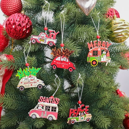 

Gwong 3Pcs Car Pattern Christmas Pendant Decorative Wood Holiday Gift Festival Ornaments Home Decor