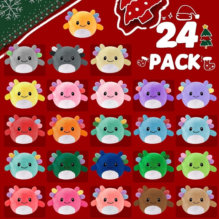 Advent Calendar with 24 Mini Axolotl Plush Toys - Christmas