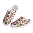 thumbnail image 2 of Daiia Abstract Pink Plaid Butterfly Print Women’s Fuzzy Slippers Memory Foam Lightweight House Shoes Cozy Loafer Flannel House Shoes-37/38, 2 of 7