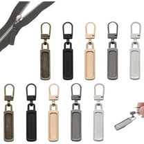 Tool-Free Detachable Stylish Zipper Pull, Zipper Handle Mend Fixer Tab Metal Zippers Pull Replacement, for Luggage Clothing Jackets Backpacks Boots Purse Coat (10 pcs,Rectangle)