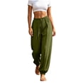 thumbnail image 5 of Khunlpohl Cotton Linen Pants for Womens Elastic Waist Drawstring Joggers Pant with Pockets Lightweight Casual Loose Trousers, 5 of 8