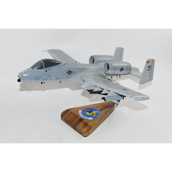 104th Flighter Squadron Fighting Orioles A-10 Warthog Model, Fairchild, 1/33 Mahogany Scale Model
