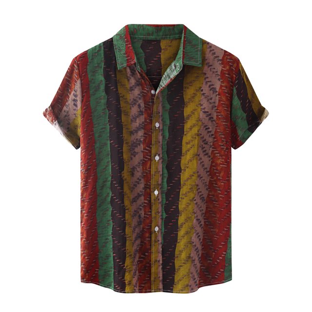 Camisa de verano que imprime la parte superior de la solapa de la camisa de manga corta de los hombres ocasionales Pompotops oipoqjl25212