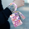 thumbnail image 1 of Stylish Silicone Bracelet ID Bag Floral Folding Card Holder Printed Leather Wallet Keychain Accessory for Everyday Use, 1 of 5