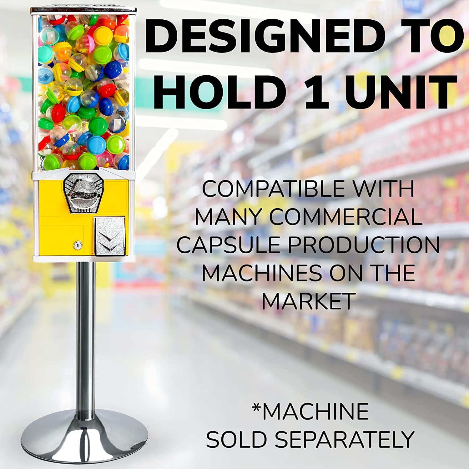 Single Metal Stand with Square Flange and Round Base for Candy Gumball Capsule Vending Machines
