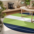 thumbnail image 3 of Round Area Rugs 7Ft, Navy Blue Green Stripe Non-Slip Washable Circle Rugs Carpet, Modern Art Horizontal Striped Indoor Outdoor Rug Floor Mats Throw Runner for Bedroom Living Room Bathroom, 3 of 8