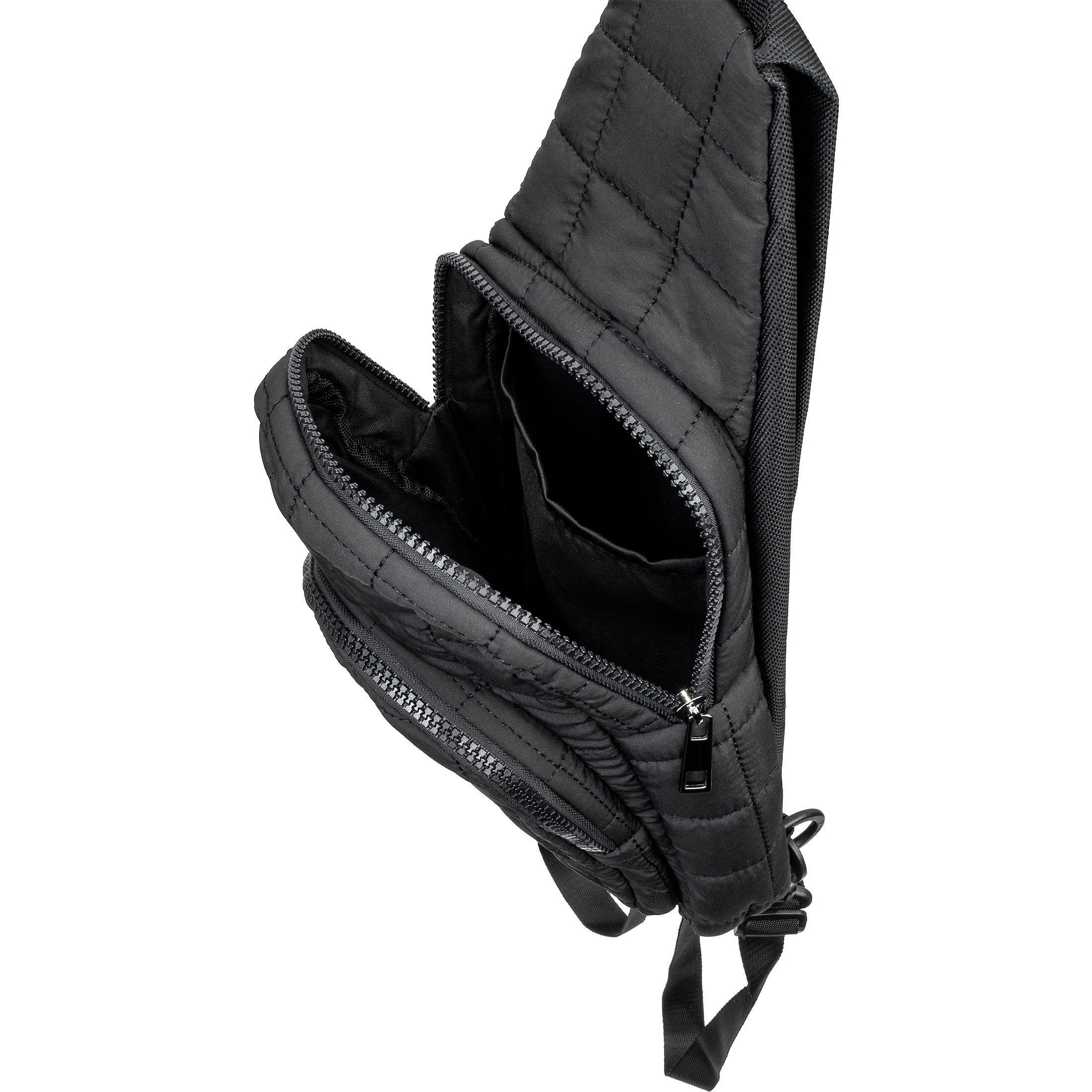 True Gear Quilted Polyester Convertible Crossbody Backpack for Women with Adjustable Straps, Black