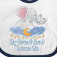 thumbnail image 4 of Inktastic My Great Aunt Loves Me Cute Elephants Clouds Moon and Stars Boys or Girls Baby Bib, 4 of 4