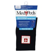 MediPeds Circulatory Problems Over the Calf Massaging Black Dress Socks, Large
