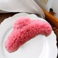 thumbnail image 3 of Eoperou Hair Claw Furry Soft Solid Color Korean Style Fluffy Headdress Rabbit Fur Elastic Lady Hairpin Gift, 3 of 8