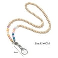 thumbnail image 2 of Waroomhouse Wooden Bead Lanyard Stylish Beaded Lanyard Id Badge Holder with Lobster Clasp Keyring Natural Wood Beads Work Card Lanyard, 2 of 8