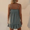 thumbnail image 3 of Evdexr Plaid Pajama Sets for Women Ruffle Hem Strap Babydoll Cami Top Wide Leg Shorts Set 2 Piece Loose Fit Lounge Suits Outfit Mint Green L, 3 of 3