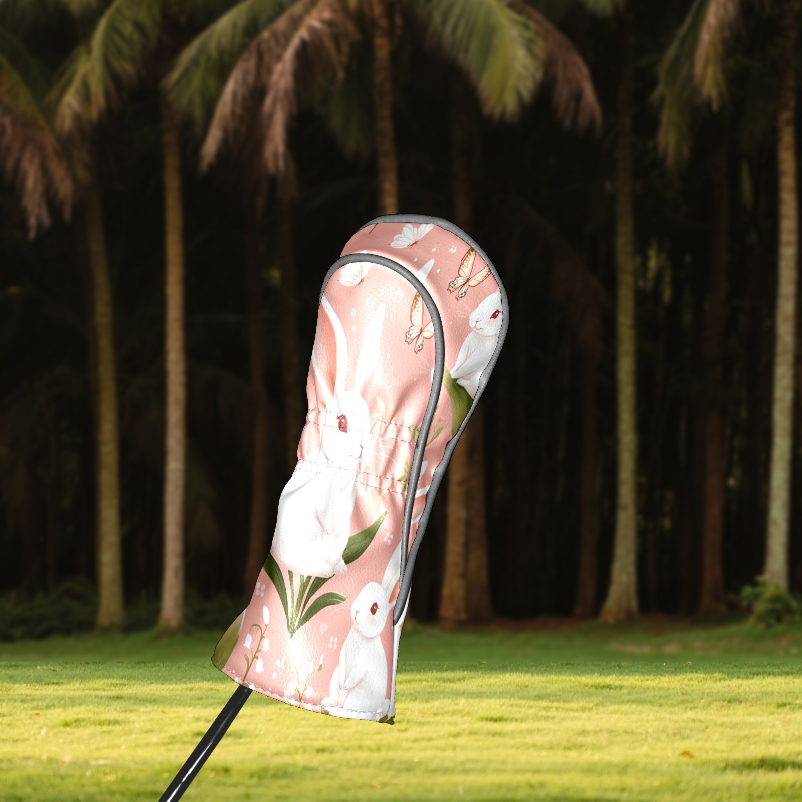 Golf Head Covers Funny Rabbit Design for Driver, Wood & Hybrid, Premium Waterproof PU Leather with Plush Lining, Cute Animal Golf Gifts