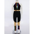 thumbnail image 3 of Miaeowve Kids Girls Metallic Shiny Plaid Patchwork Rompers Bodysuit One-piece Sleeveless Jumpsuit for Stage Shows Colorful 14, 3 of 8