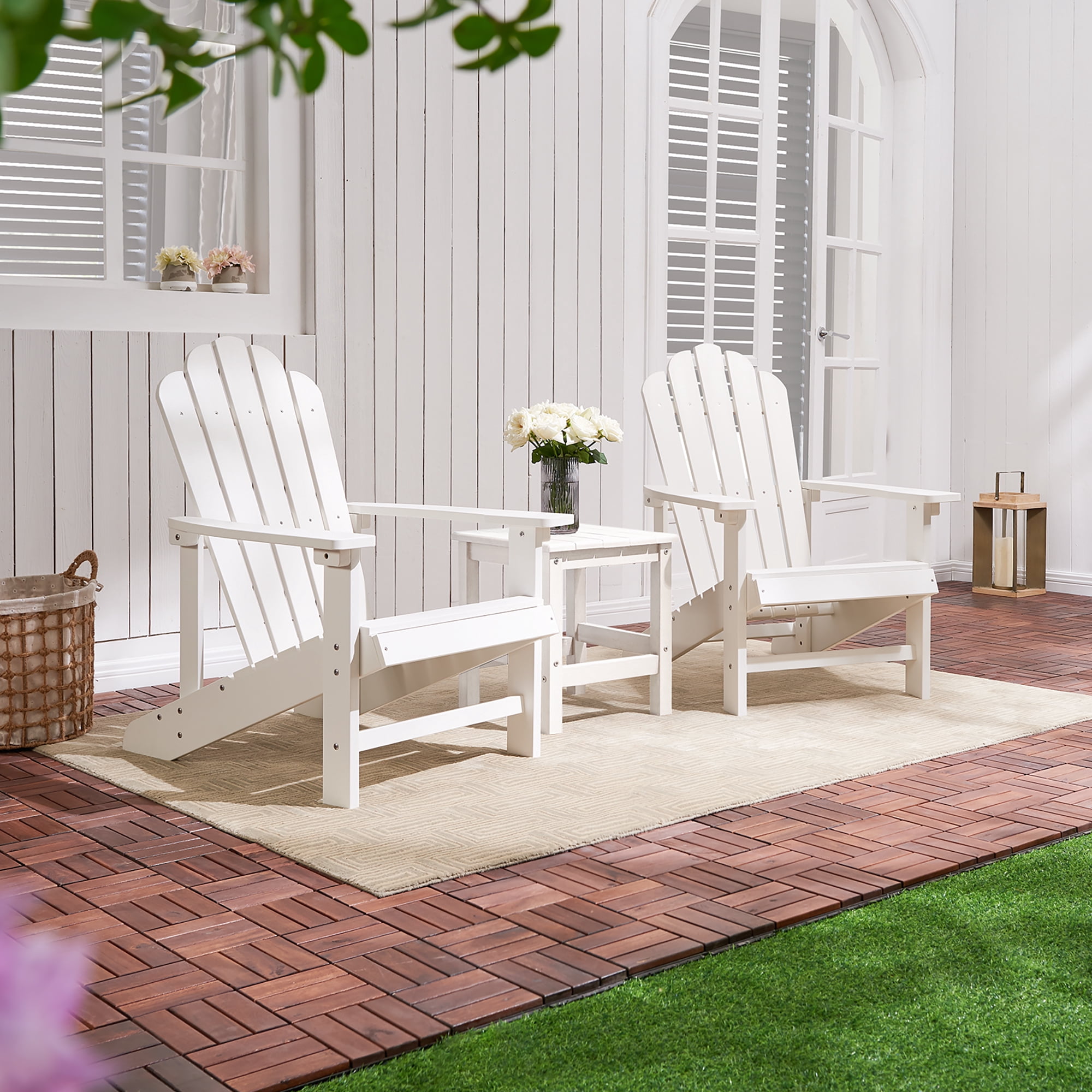 GONICHA Adirondack Chair,All-Weather Poly Lumber Fire Pit Chair for Patio Garden,White