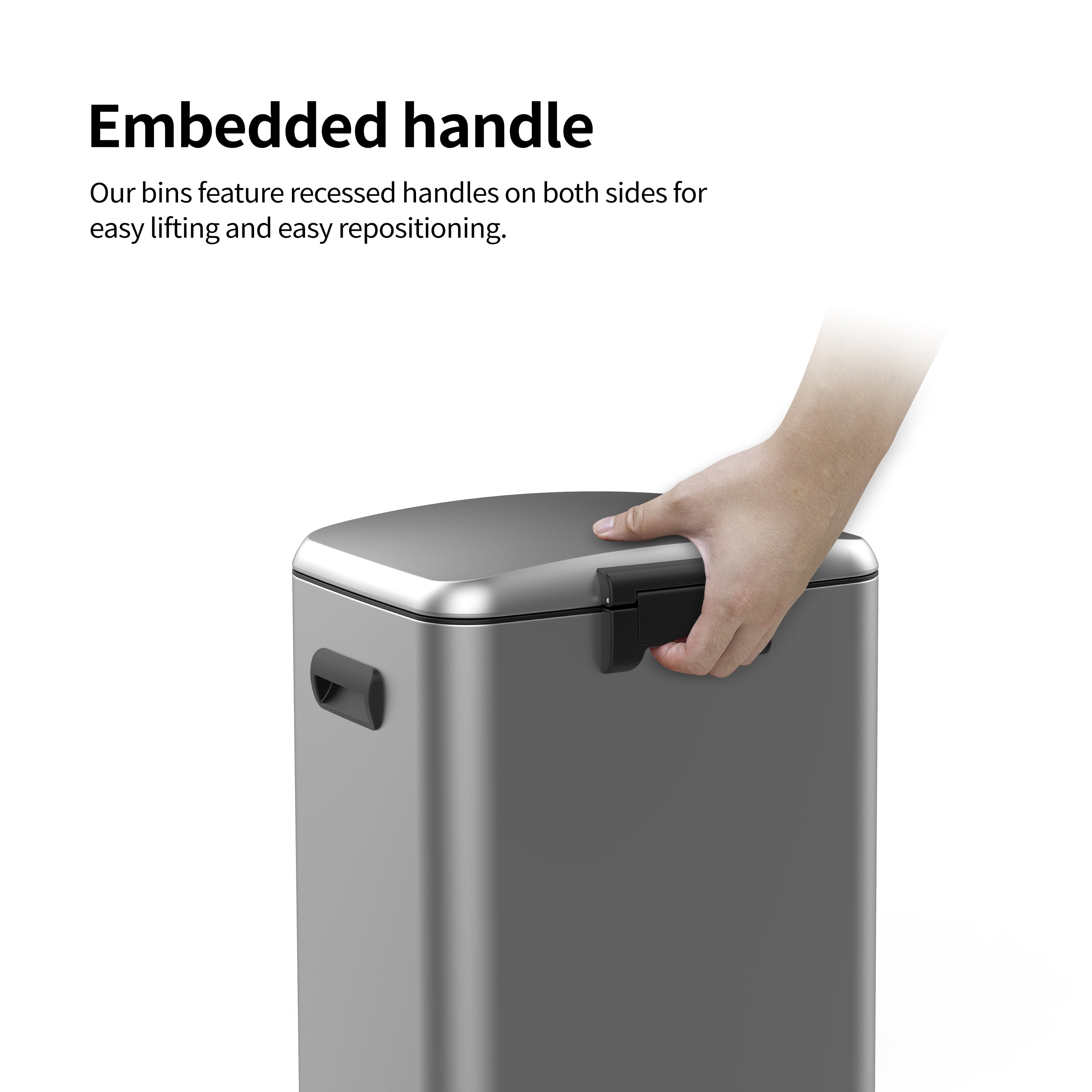 BinMax 13 Gallon Waste Bin Soft Closing Stainless Steel Silver Kitchen Step Trash Can
