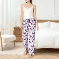thumbnail image 4 of Cauagu Violets Flowers Pajama Pants for Women Loose Fit Wide Leg Trouser Pants Casual Elastic Waist Drawstring Lounge Pants, 4 of 6