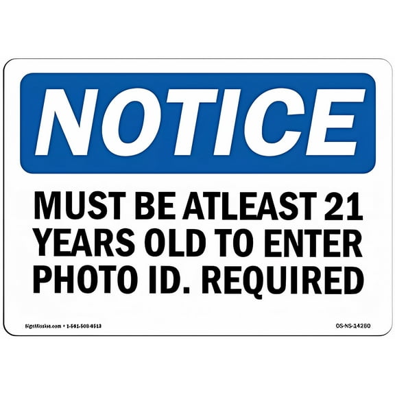 Warning Notice Must Be at Least 21 Years Old to Enter Sign - 8"x12" Metal Sign