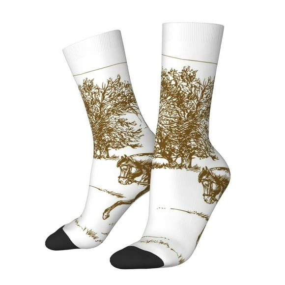 Balery Horse Rider In Field Calcetas Largas con Estampado para Hombre y Mujer – Suaves y Transpirables, Talla Única (US 5-11)