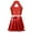 Red, variant on TiaoBug Kids Girls Cheerleading Dance Outfits Sequins Sleeveless Jazz Crop Top with Metallic Pleated Skirt Yellow 10