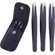 thumbnail image 1 of 3-Piece Professional Stainless Steel Precision Eyebrow Tweezers Set, 1 of 5