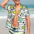 thumbnail image 5 of Lsque Funny Dinosaurs on Stripes pattern Hawaiian Shirt for Men, Unisex Summer Beach Casual Short Sleeve Button Down Shirts-Medium, 5 of 9