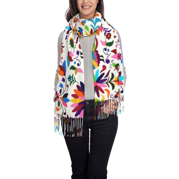 Xecao Mexican Bright Style Pattern Womens Winter Scarf Fall Scarf Oversized Large Scarf for Women Warm Shawl Wrap