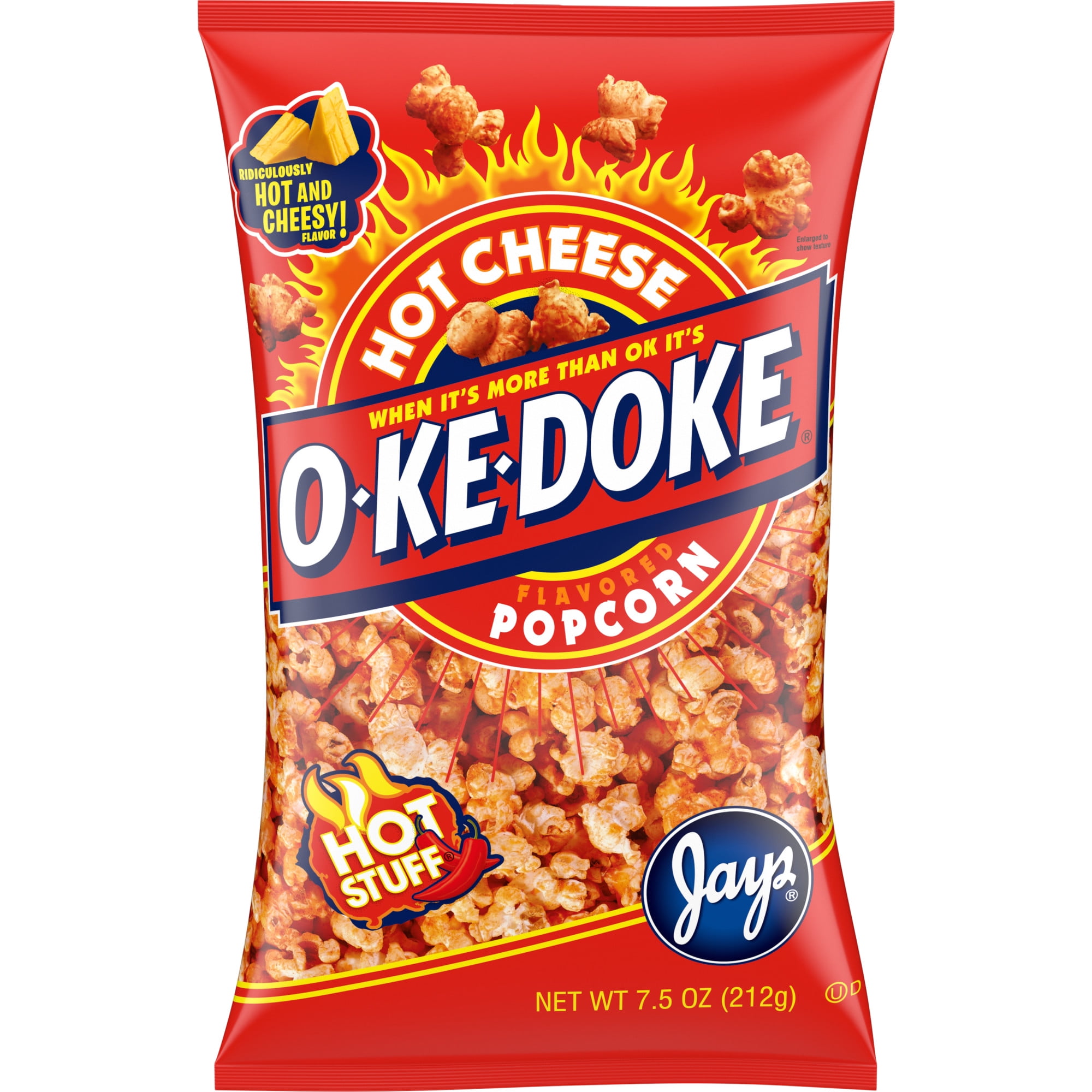 OKeDoke Popcorn, Hot Stuff Cheese Popcorn, 7.5 oz Bag