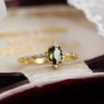thumbnail image 3 of Vintage Peridot Engagement Ring Oval Ring Unique Gold Diamond Moissanite Ring Art Deco Birthstone Ring Promise Anniversary Ring, Green Ring, 3 of 3
