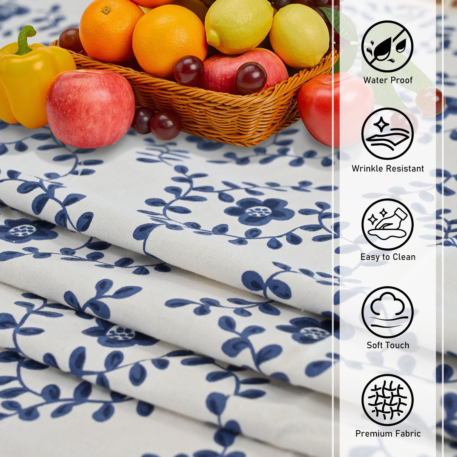 Soulgenix 55"*70" Tablecloth, Waterproof Table Cloth for Rectangle Tables, Cotton Linen Dining Table Cover for Kitchen Dining,Party Weddings, 4-6 Seats