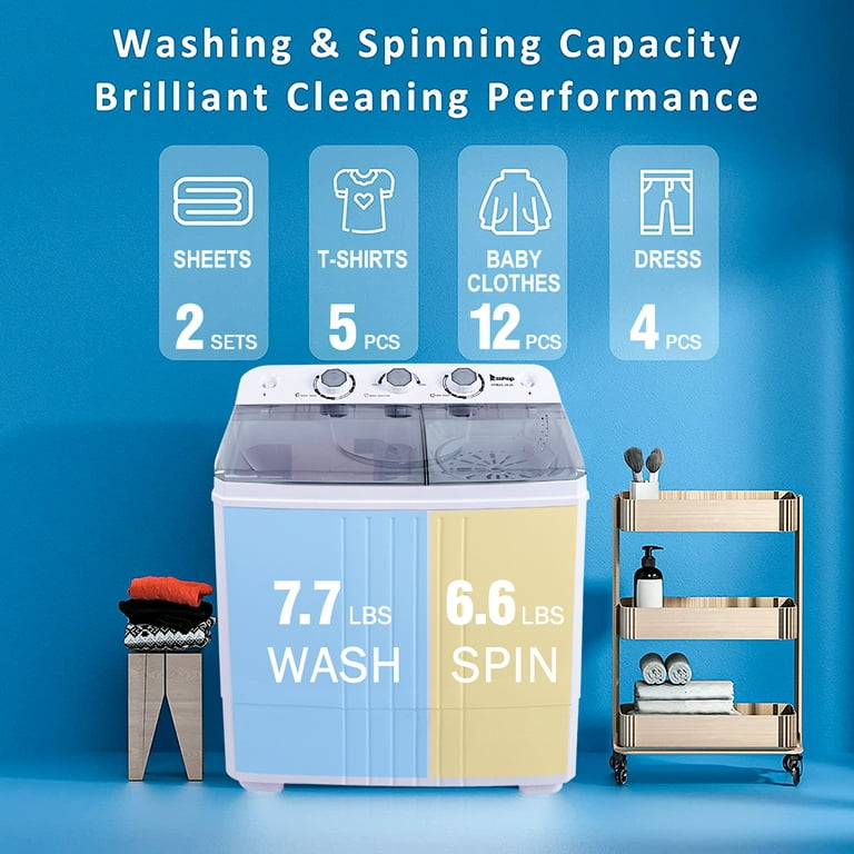 Portable Washing Machine, Yofe Compact Mini Washing Machine, Semi-Automatic Washing Machine, Portable Mini Twin Tub Washing Machine for Camping