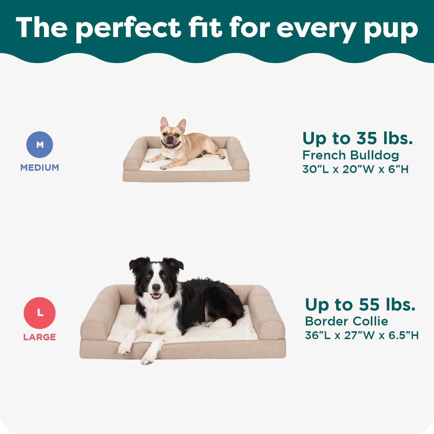 FurHaven Plush & Performance Linen Orthopedic Sofa Pet Bed for Dogs & Cats - Flax, Large