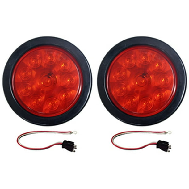 4" Red LED 10 Diode Grommet + Pigtail STT Light Kit