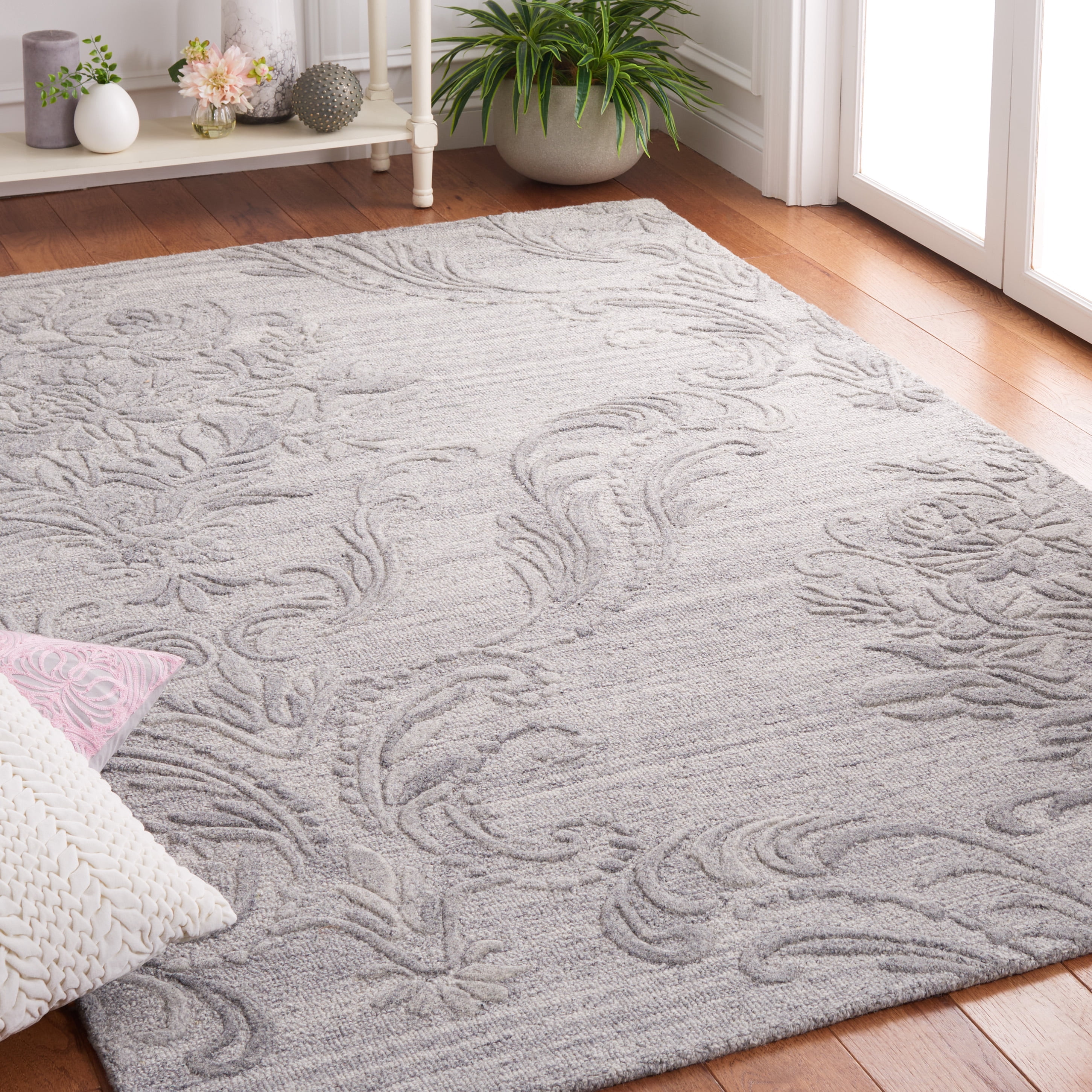 SAFAVIEH Jardin Salome Leaves Area Rug, Gray, 8' x 10'