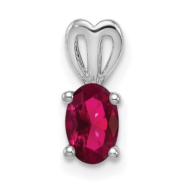 925 Sterling Silver Created Ruby Necklace Charm Pendant Birthstone July