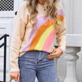 thumbnail image 6 of WXLWZYWL Womens Sweater Dresses 2024 Fall Y2K Round Neck Long Sleeve Rainbow Knit Oversized Crochet Sweater Pullover Fashion Trendy Cozy Tops, 6 of 6