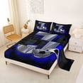 thumbnail image 2 of Castle Fairy 3D Metallic Letter J Soccer Print King Sheets 4pcs, Futuristic Sports Graphic Bedding, Silver Black Blue,1 Fitted Sheet, 1 Flat Sheet and 2 Pillowcases, 2 of 6