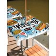 thumbnail image 2 of Outdoor Tablecloth with Umbrella Hole for Patio/Picnic/Party/Camping, Blue Delicacy Waterproof Table Cloth Square Cover Washable, Cartoon Funny Watercolor Yummy Foods (54"x 54"), 2 of 8