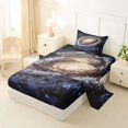 thumbnail image 2 of Manfei Vintage Spiral Galaxy Twin Sheets,Celestial Stars Bedding,Silver Brown Blue,3 Pieces,1 Flat Sheet,1 Fitted Sheet and 1 Pillowcase, 2 of 6