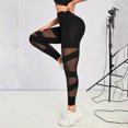 thumbnail image 3 of Bibifish Women's Leggings Black Mesh Panel Leggings High Waisted Stretch Breathable Slim Fit Sporty Wear Pants With Cutout Design For Ladies, 3 of 5