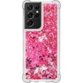 thumbnail image 2 of Compatible with Samsung Galaxy S21 Ultra Case Glitter Liquid Cute Clear Phone Case Floating Quicksand Shockproof Protective Bumper Soft TPU Case for Samsung Galaxy S21 Ultra Love Pink YB, 2 of 12