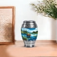 thumbnail image 7 of JAGASY Bear Small Cremation Urn for Sister, Blue Tiny Urns for Human Ashes Keepsake, River Trees Mountain & Blue Sky Decorative Urns for Siblings, Funeral Urn for Brother, (3 Inch), 7 of 7