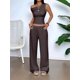 thumbnail image 5 of Conjuntos de Dos Piezas para Mujer, Top Corto Informal de un Solo Hombro, Pantalones Anchos y Conjuntos Y2K A Juego. Marrón XL, 5 of 7