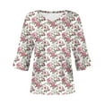 thumbnail image 6 of YDFCWXW Womens Casual 3/4 Sleeve T-Shirts Sexy V Neck Loose Fit Tunic Tops Cute Basic Tees Blouses Pullover Tops Pink, XL, 6 of 6