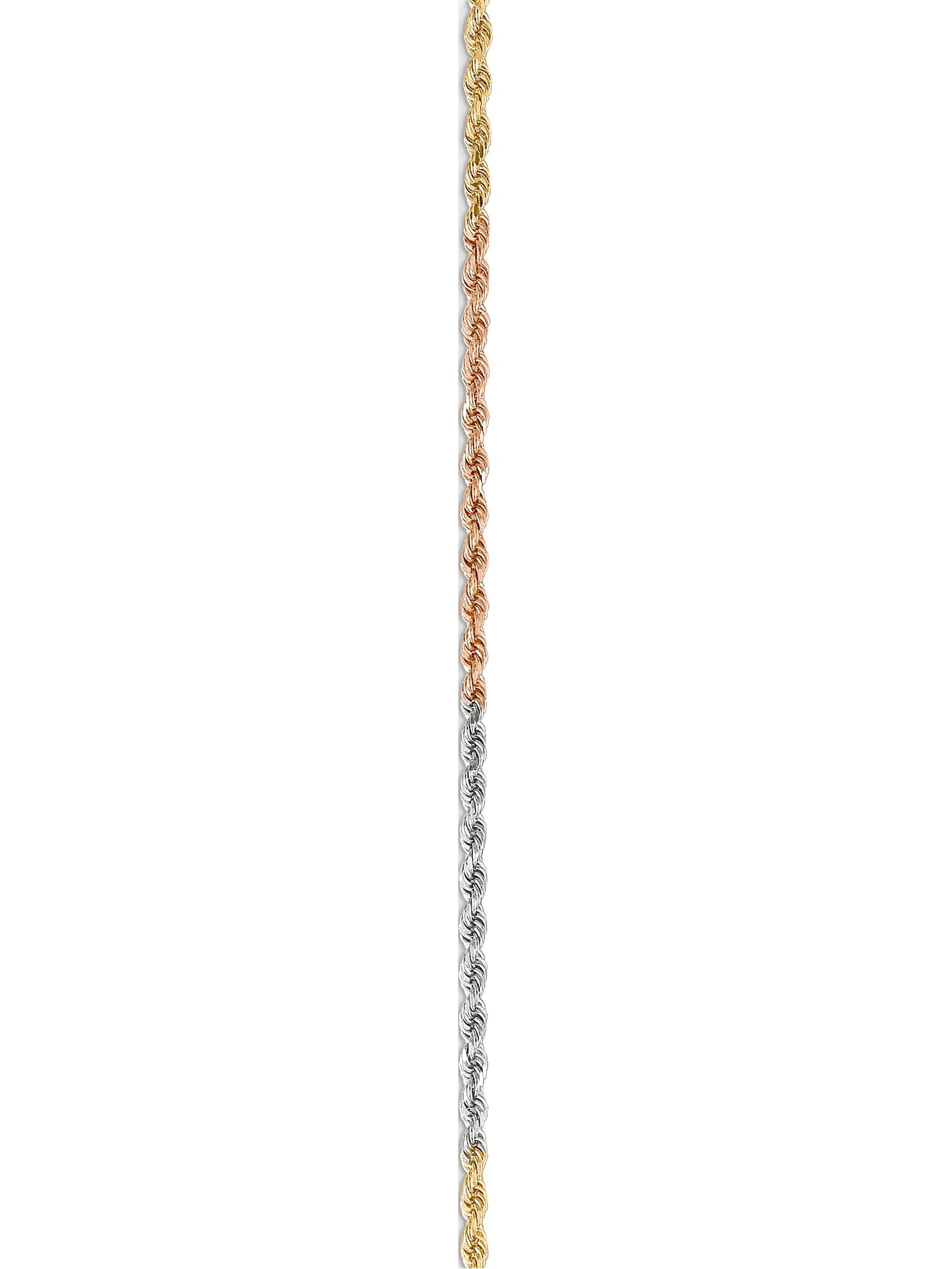 1.5mm 14K Tri-Color Gold Rope Anklet
