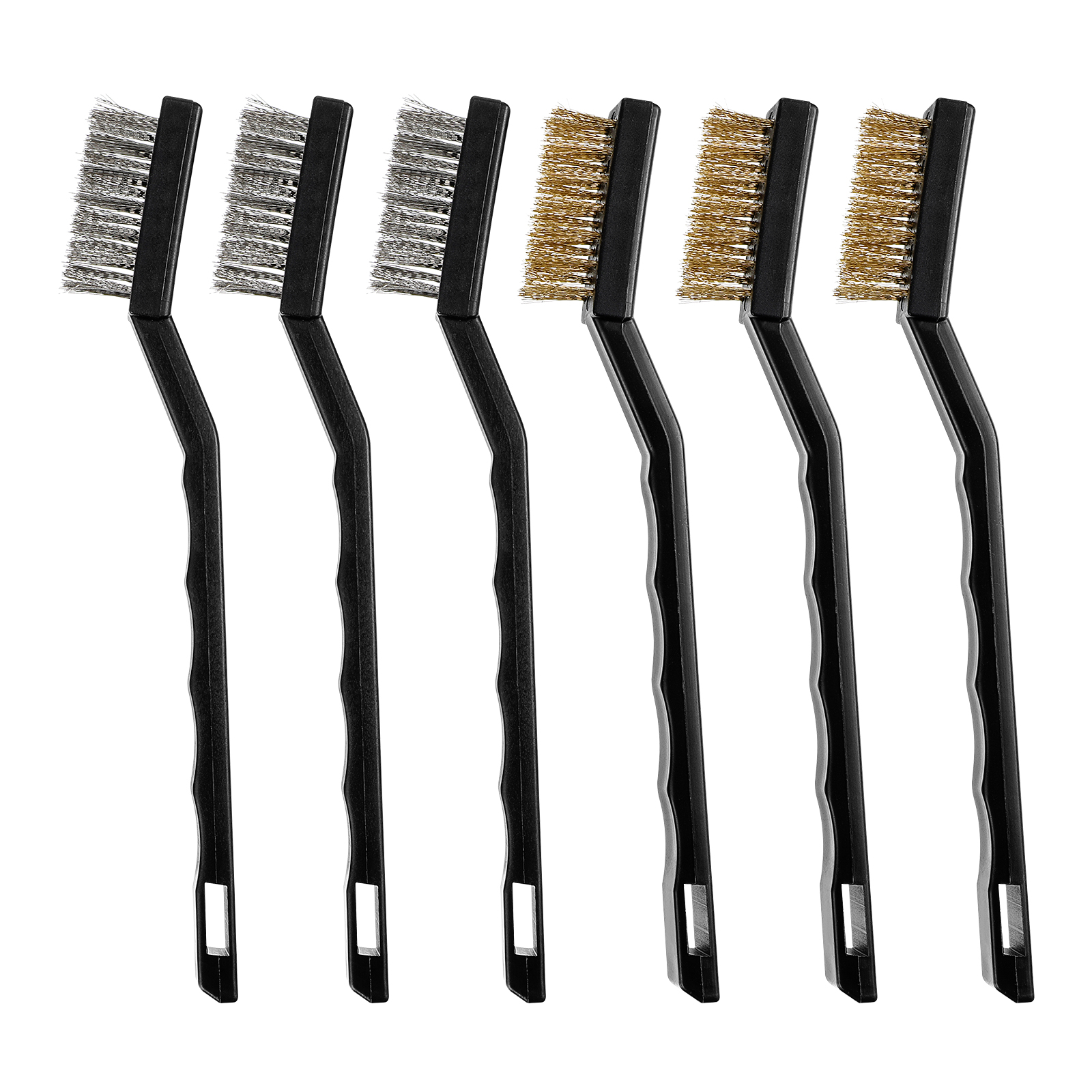 Tinksky 6pcs Mini Wire Brush Stainless Steel Brass Brush Curved Handle