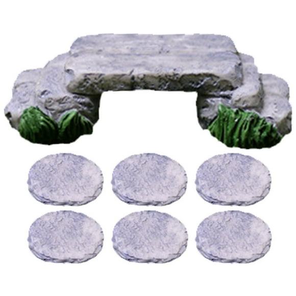 BRIGHTFUFU 1 Juego de puente en miniatura, puente Artificial, ornamento, bonsái, pecera, jardín, decoración de piedra escalonada