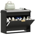 thumbnail image 2 of HOMCOM Shoe Bench with Padded Seat Cushion and Flip-Drawer, Entryway Bench Holds up to 265lb, 24.4x10.2x18.7 Inches, Black, 2 of 9