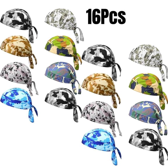 16 Pack Do Rag Skull Caps for Men Sweat Wicking Doo Rags Cooling Helmet Liner Cycling Motorcycle Bandana